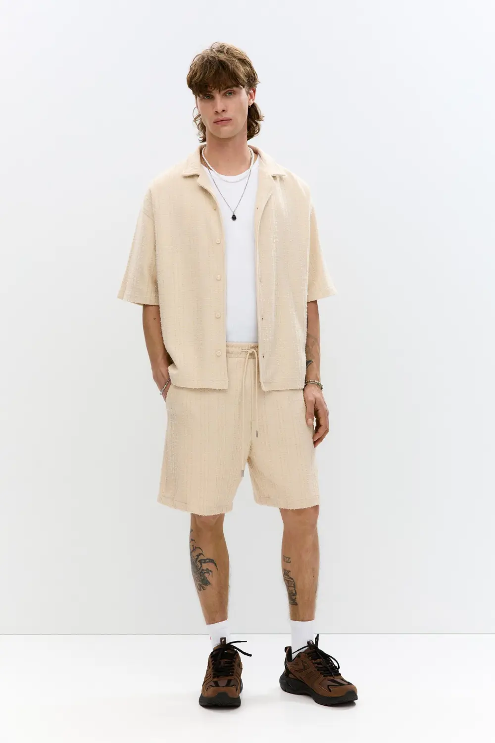 Waffle-knit Bermuda sweatpant shorts