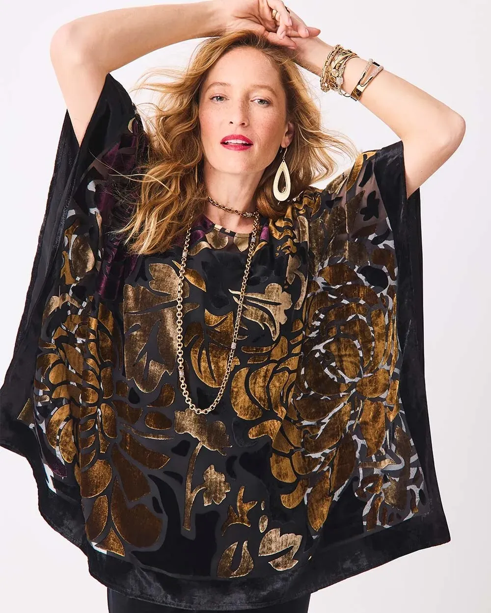 TravelersTM Collection Velvet Print Poncho