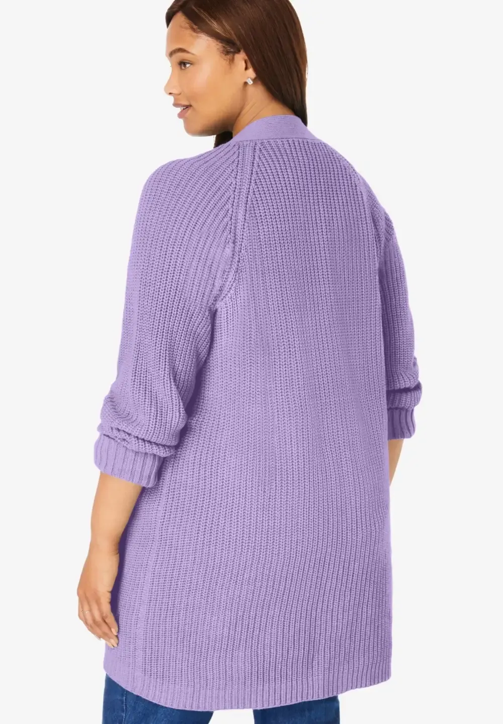 Button-Front Shaker Cardigan