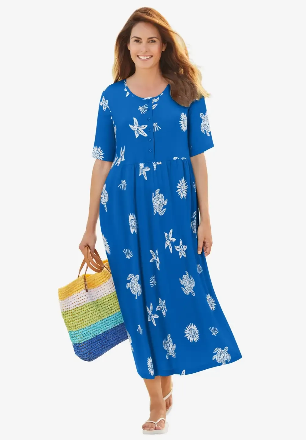 Stamped Empire Waist Dress