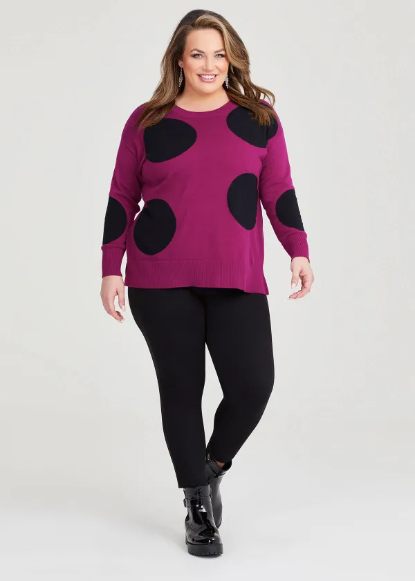 Cotton Large Spot Knit Jumper