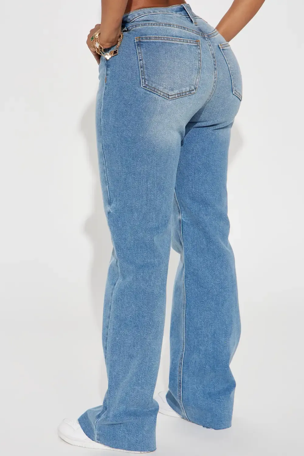 Just A Girl Stretch Straight Leg Jeans - Medium Wash