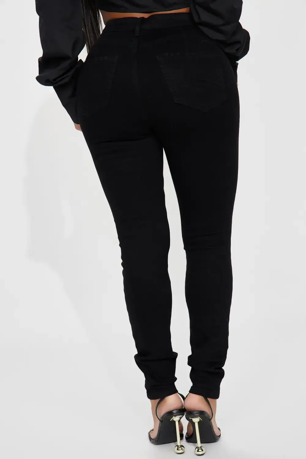 Miami Booty Lifting Ripped High Rise Stretch Skinny Jeans - Black