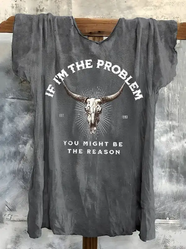 Women's If There'S A Problem, You Could Be The Reason Western Country Music Printed Short-Sleeved T-Shirt