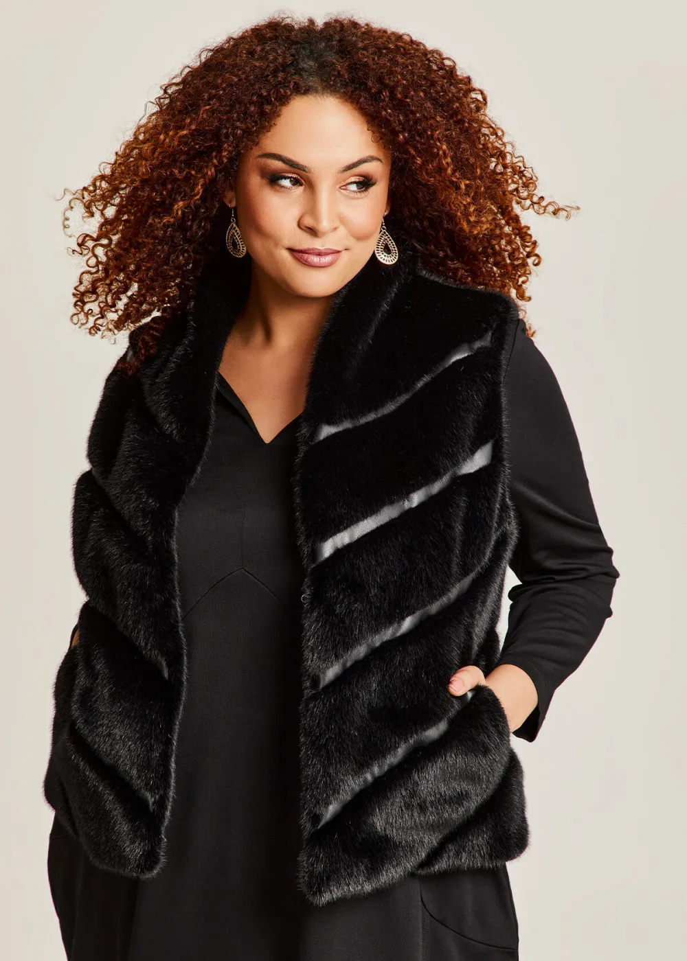 Faux Fur Chevron Vest