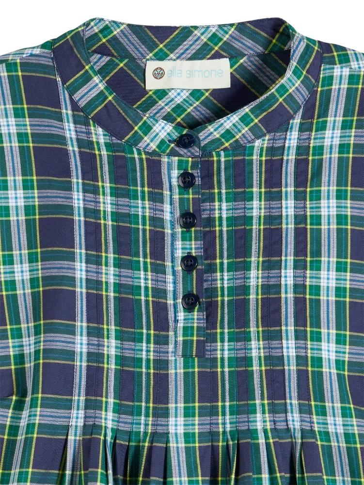 Ella Simone Tartan Pintuck Tunic Top