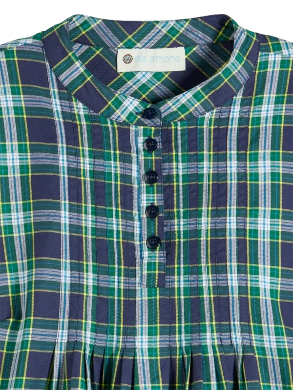Ella Simone Tartan Pintuck Tunic Top