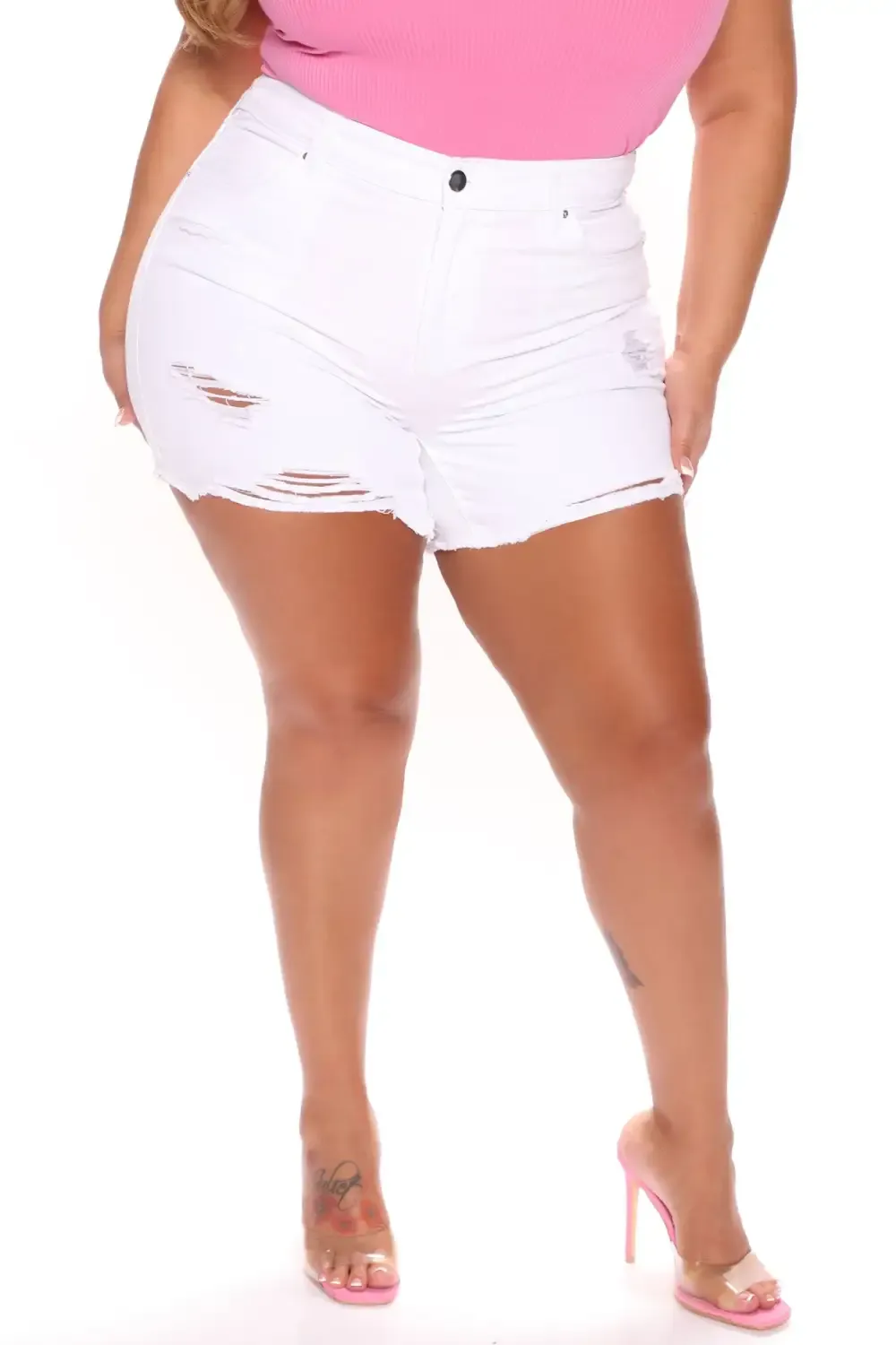 The Mixer Distressed Denim Shorts - White