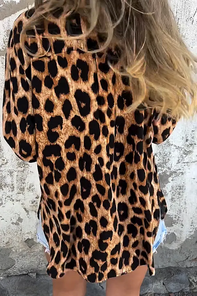 Women's leopard print casual loose shirt