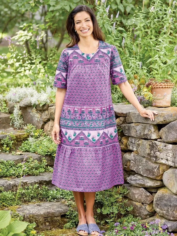 Mid-Calf Tiered Cotton Muumuu