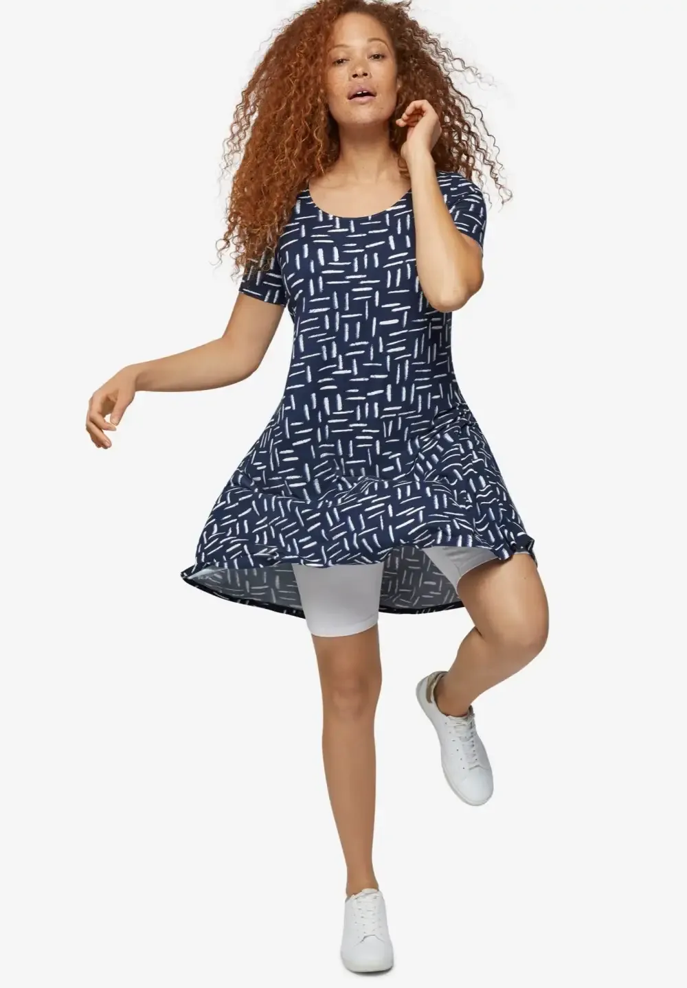 Short Sleeve A-Line Knit Dress