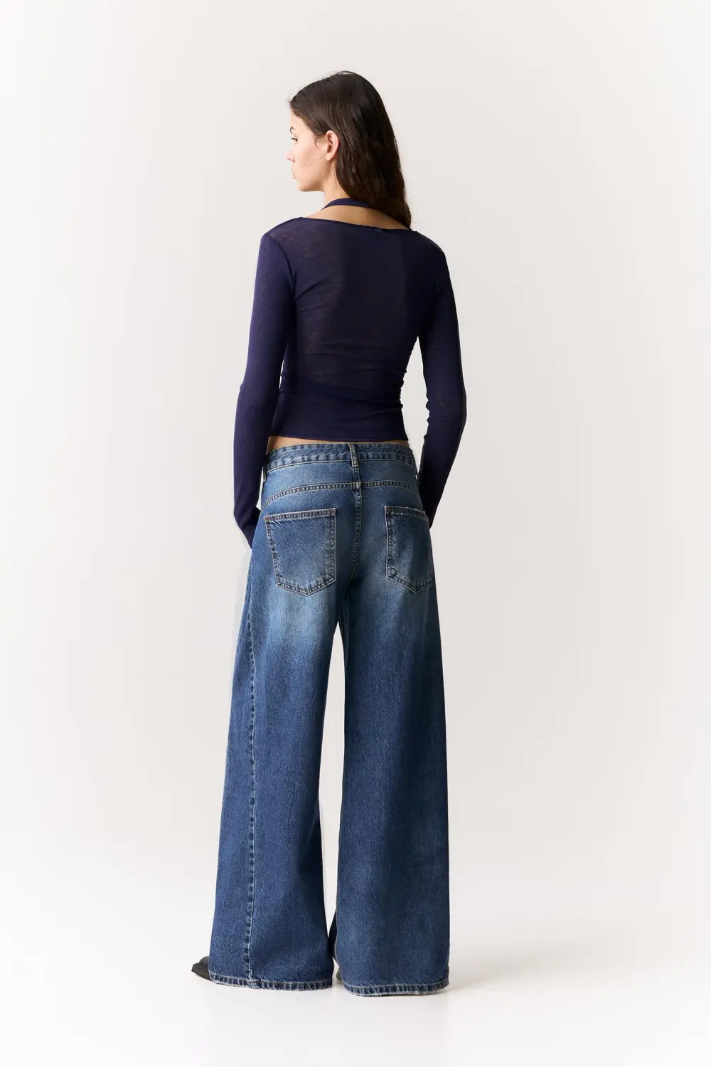 Double-layer top with crossover neckline