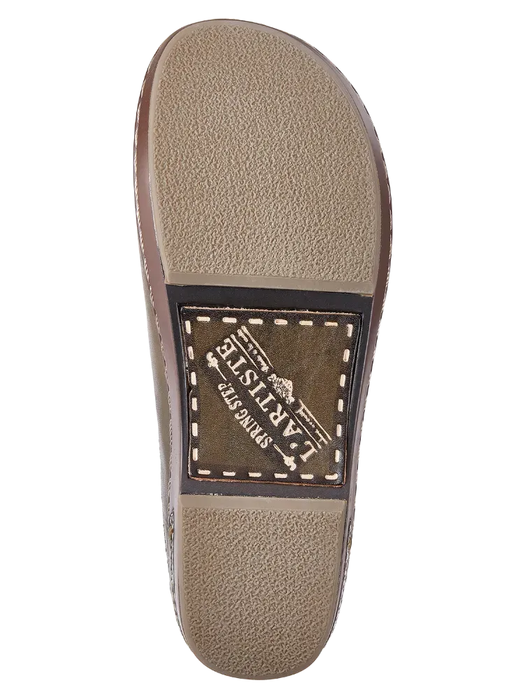 Women's Brushstrokes And Blossoms Leather Clogs