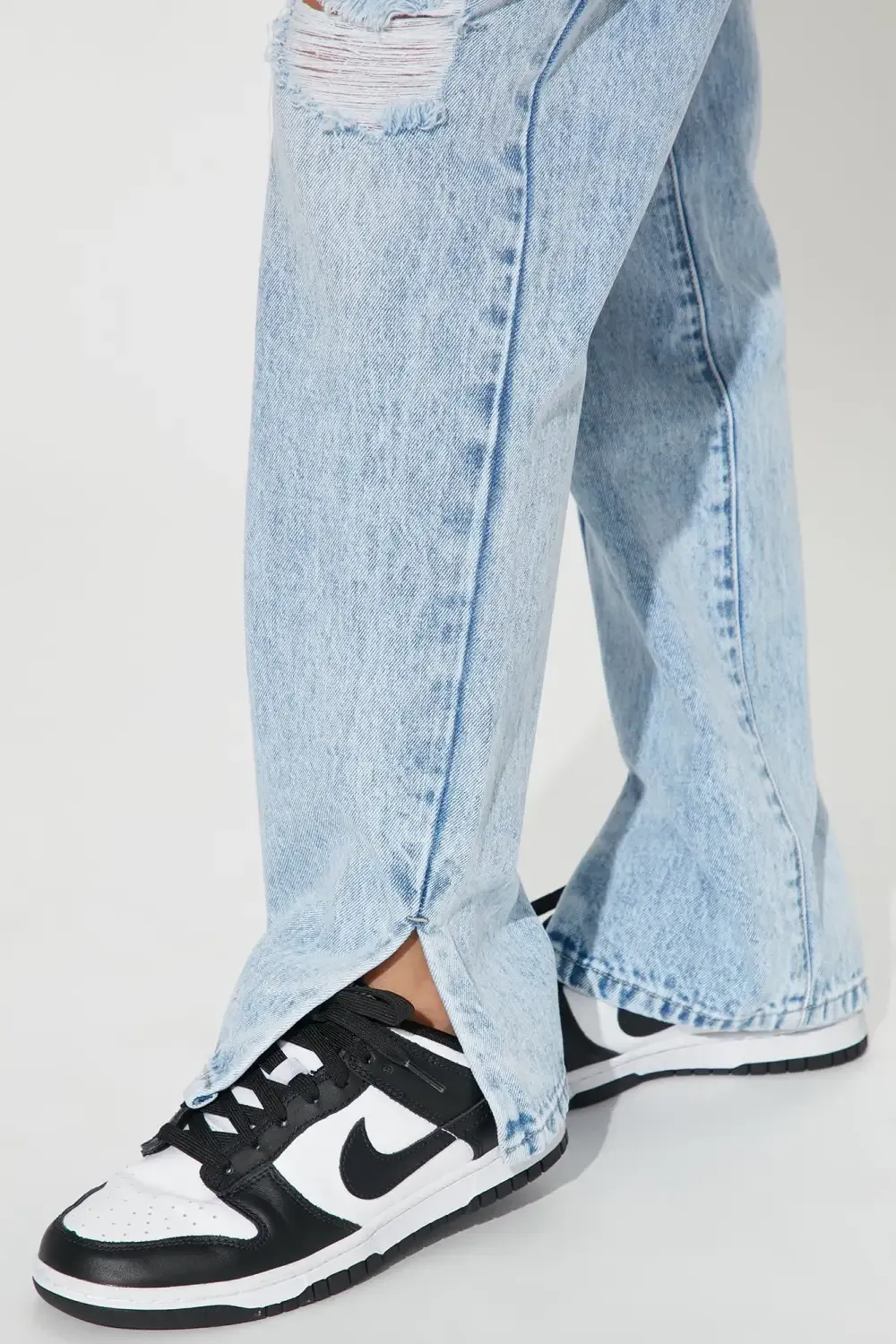 Crossed Out Straight Leg Jeans - Light Blue Wash