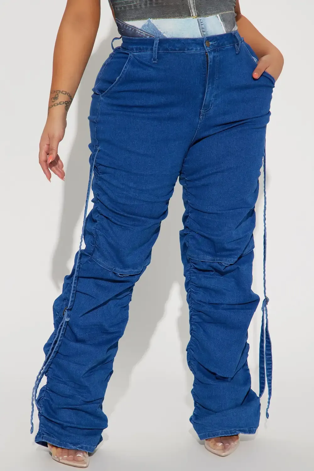 Willow Stacked Stretch Straight Leg Jeans - Dark Wash