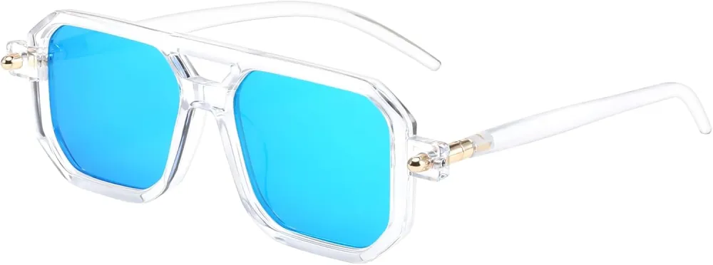 FEISEDY Vintage Square 70s Flat Aviator Sunglasses Women Men Classic Retro Stylish Frame UV400 Sunglasses B2622