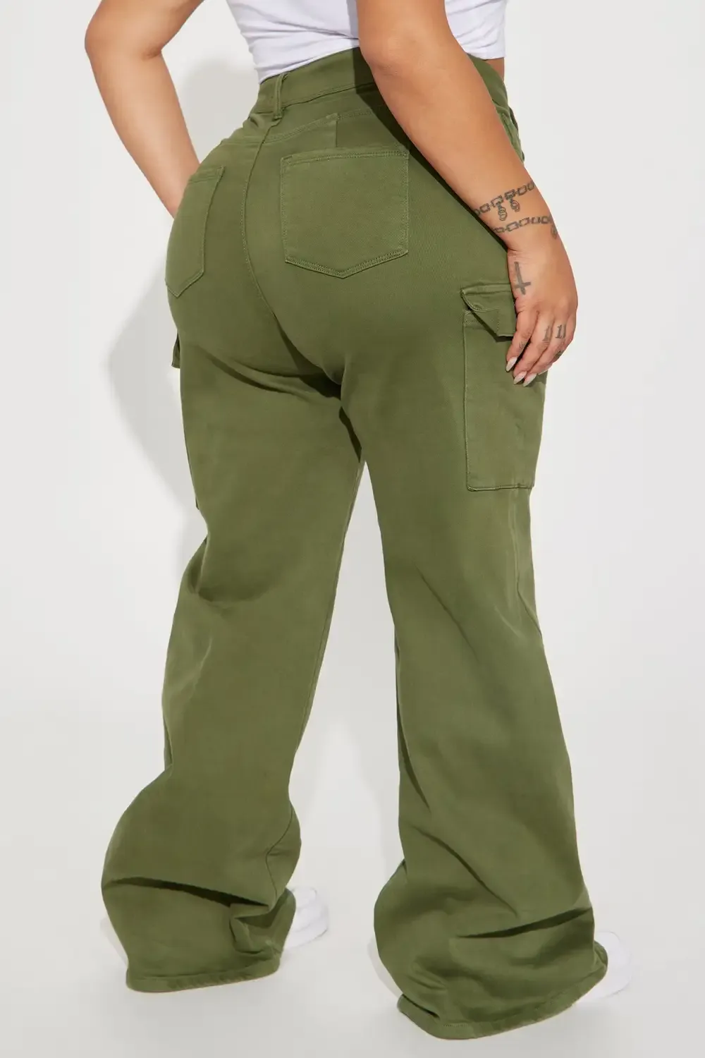True That 90s Stretch Color Cargo Jeans - Olive