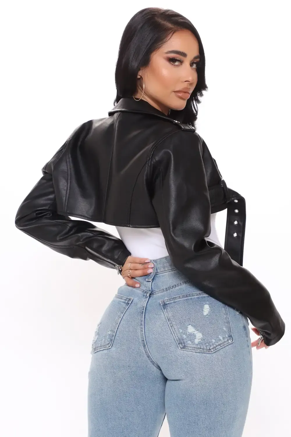 Pop It Crop It Faux Leather Jacket - Black