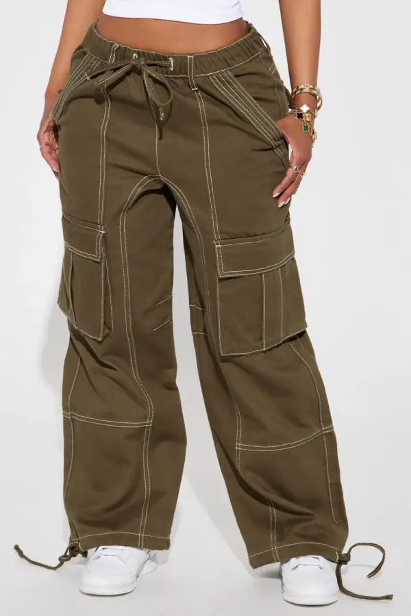 Not For Long Cargo Jeans - Olive