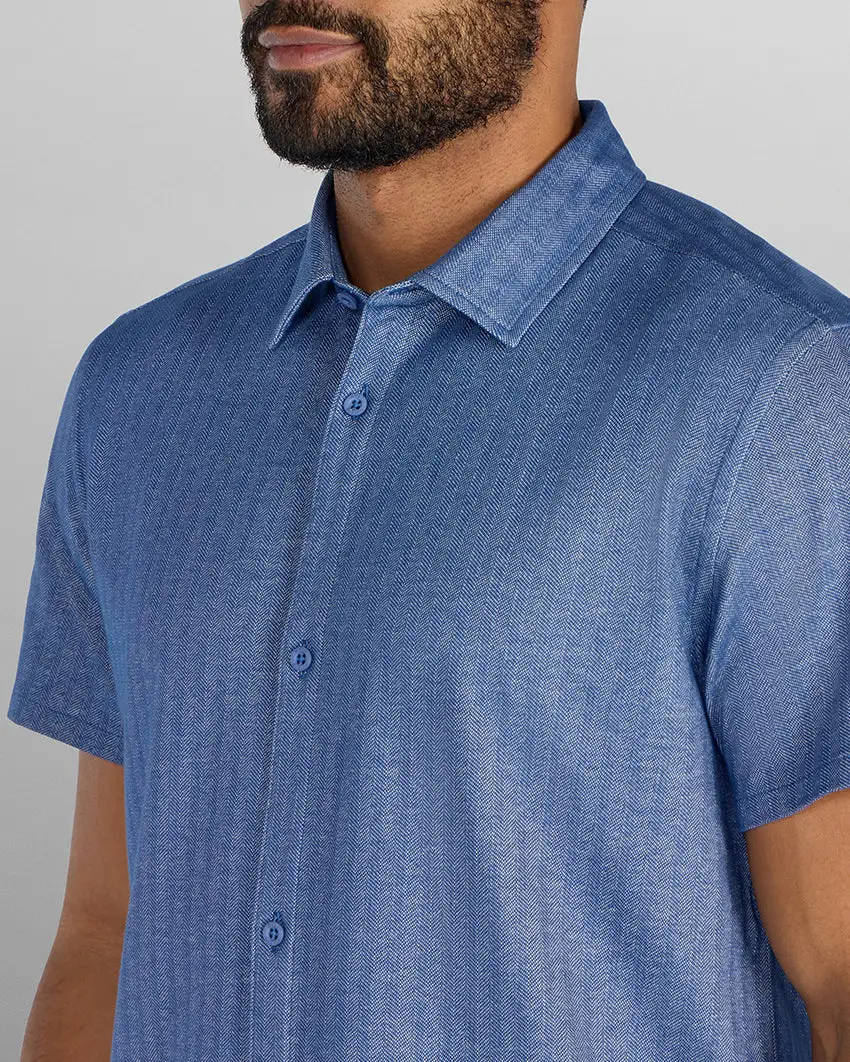Herringbone Short Sleeve Button Down