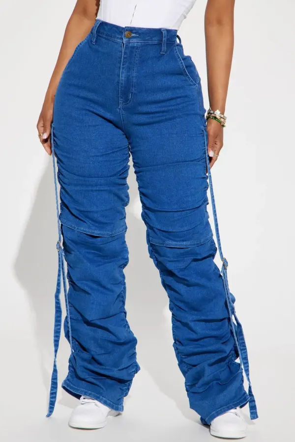 Willow Stacked Stretch Straight Leg Jeans - Dark Wash