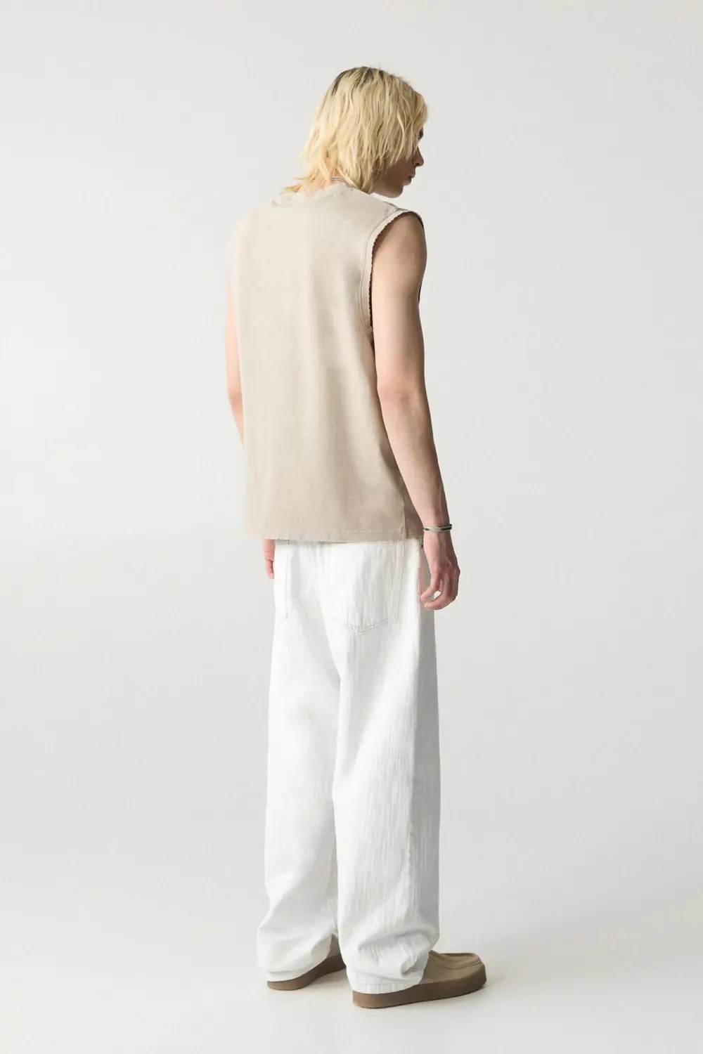 White textured jeans