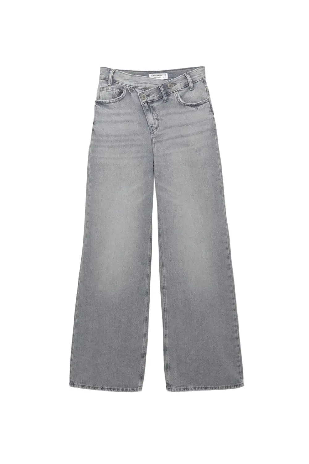 Jeans wide leg cintura cruzada