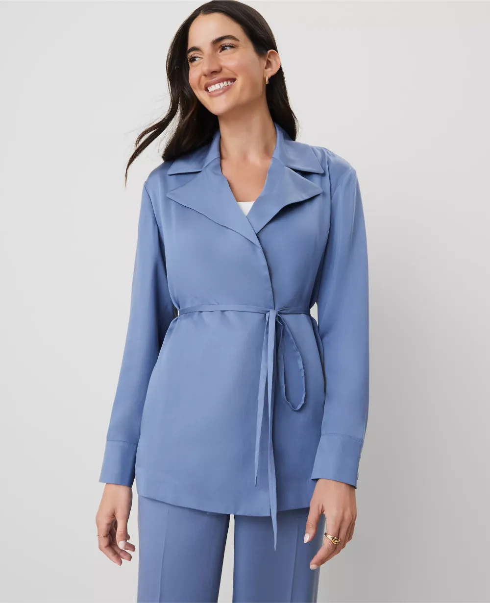 Sateen Wrap Blazer