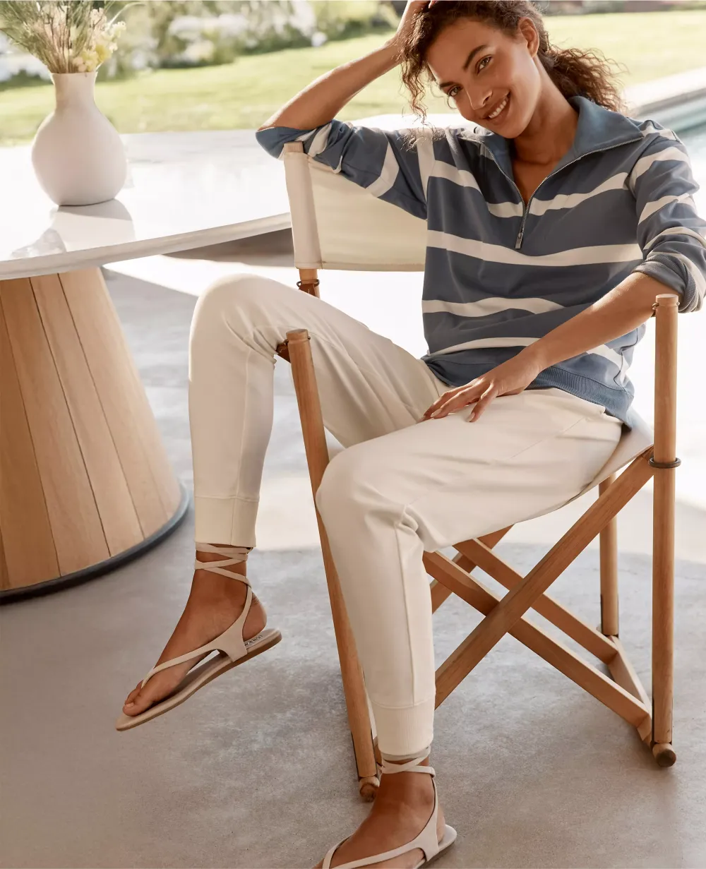 Haven Well Within Organic Cotton Interlock Striped Quarter Zip