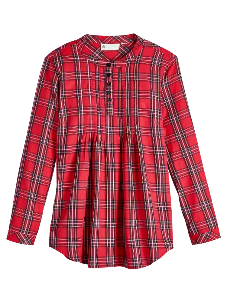 Ella Simone Tartan Pintuck Tunic Top