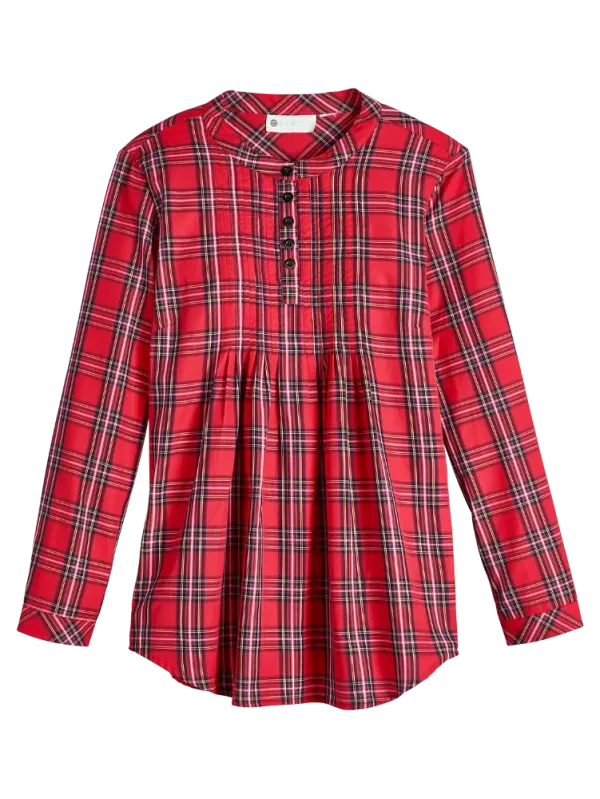 Ella Simone Tartan Pintuck Tunic Top