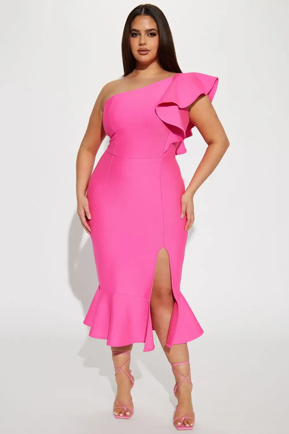 Alaia Bandage Midi Dress - Hot Pink