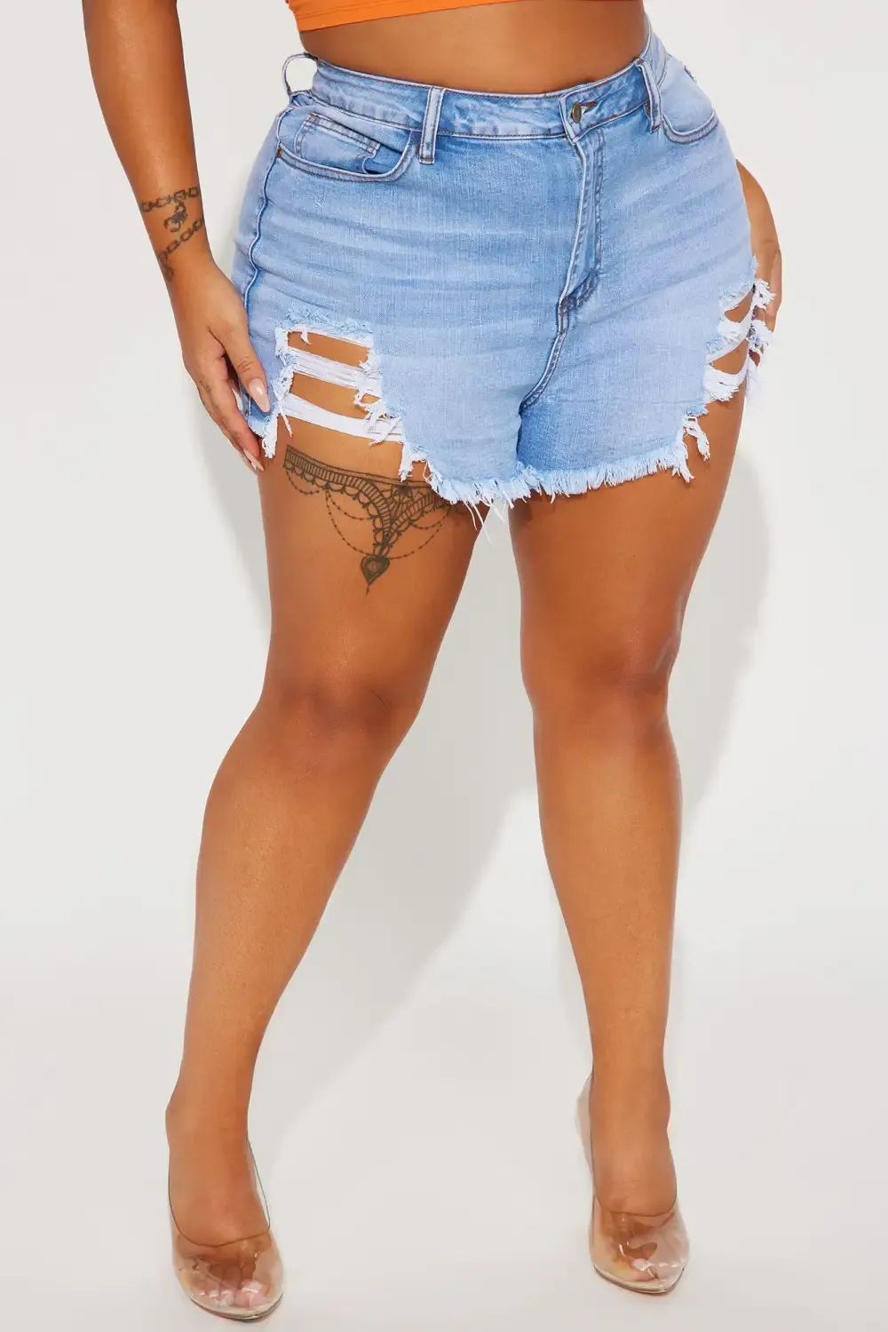 The Fast Lane Denim Shorts - Light Blue Wash