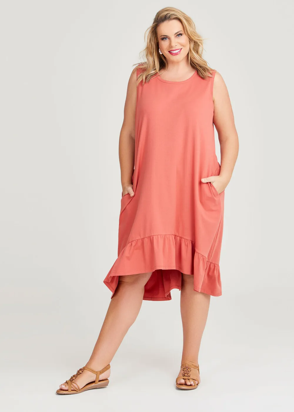 Cotton Sleeveless Tiered Dress