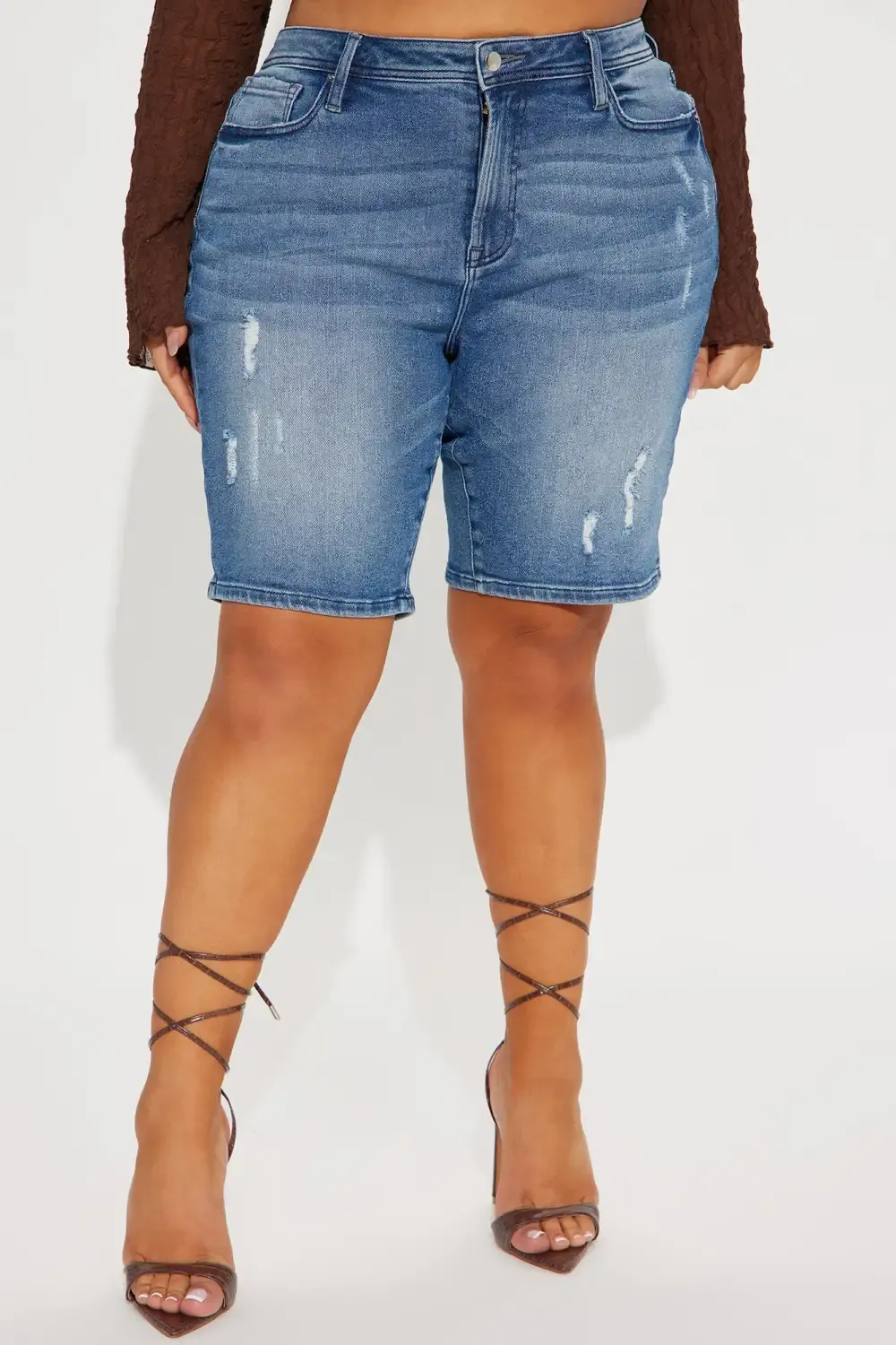 Coming Back For You Stretch Denim Bermuda Shorts - Medium Wash