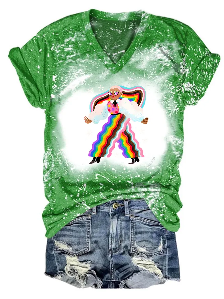 Women'S Proud Moon-Collar T-Shirt With Cartoon Pattern Print