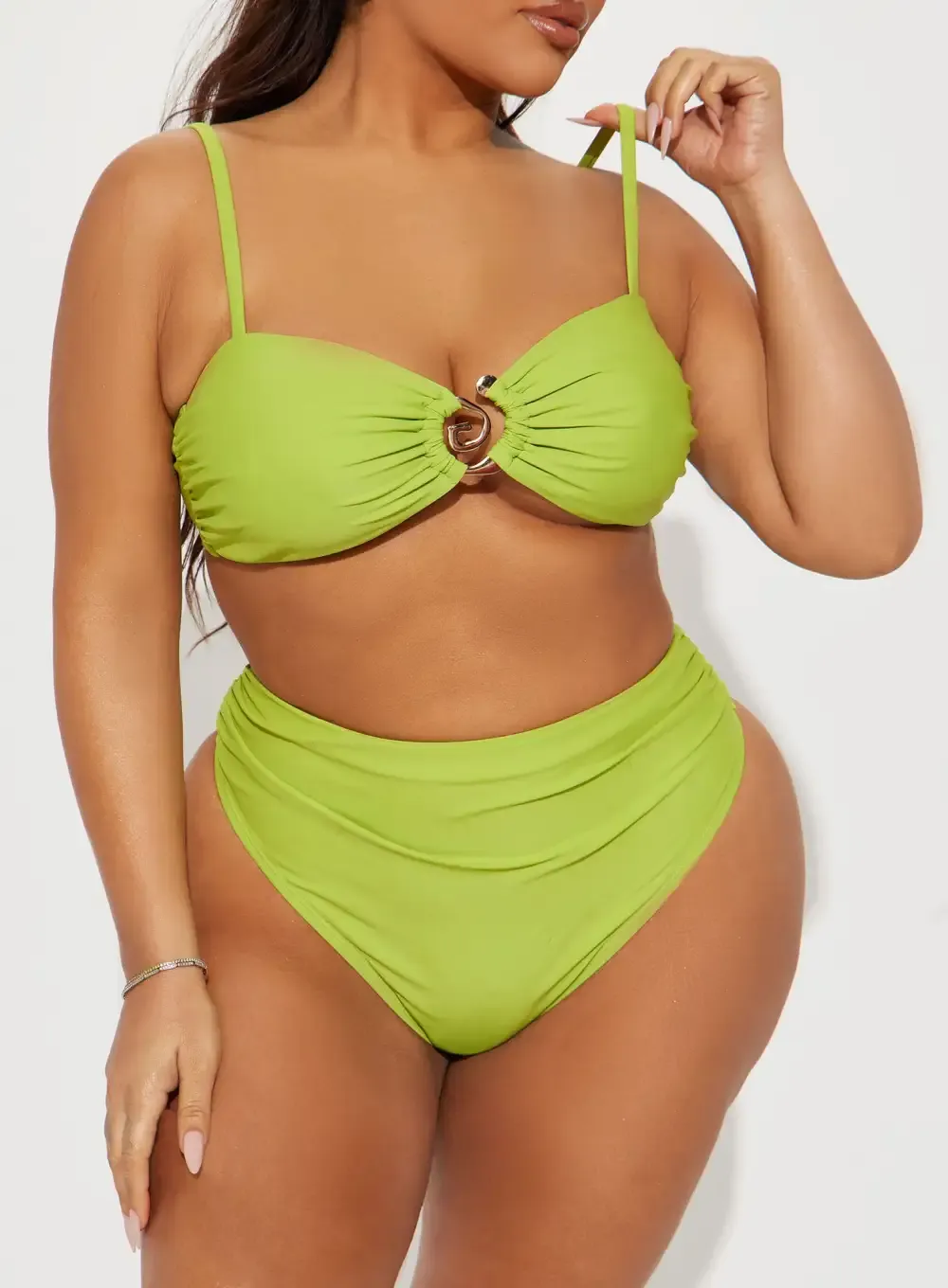 Ophelia Swirl Hardware Bralette 2 Piece Bikini - Lime