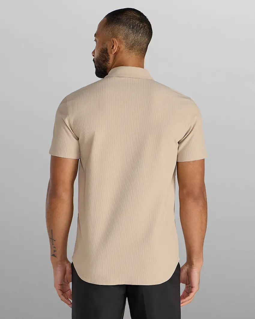 Ribbed+ Short Sleeve Button Down
