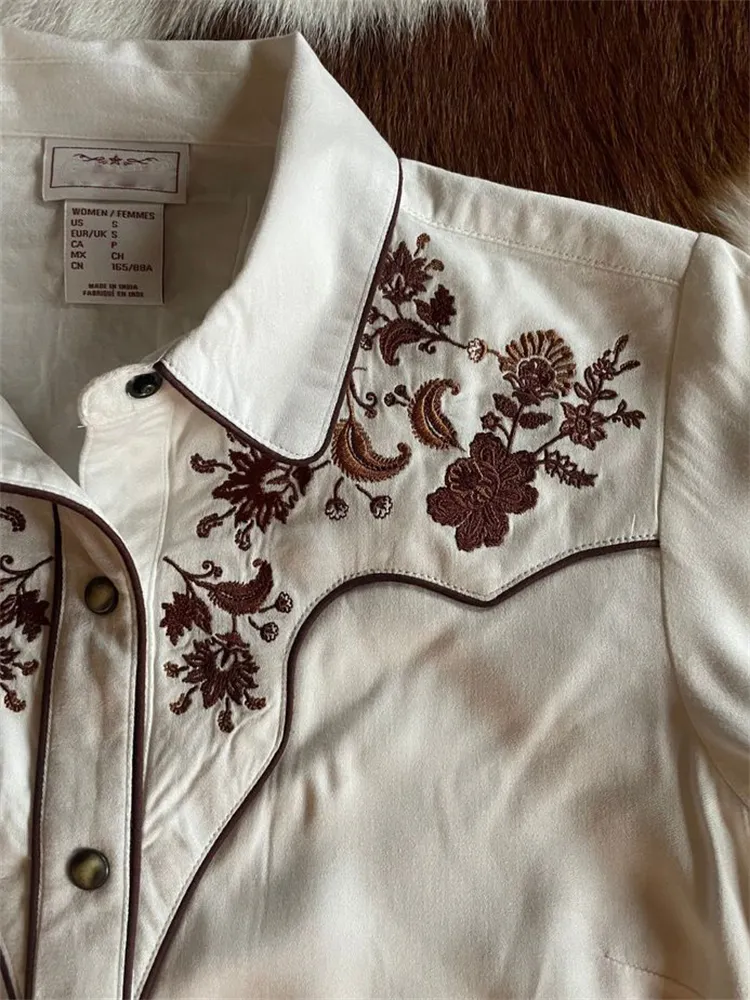 Vintage Western Paisley Floral Embroidered Blouse