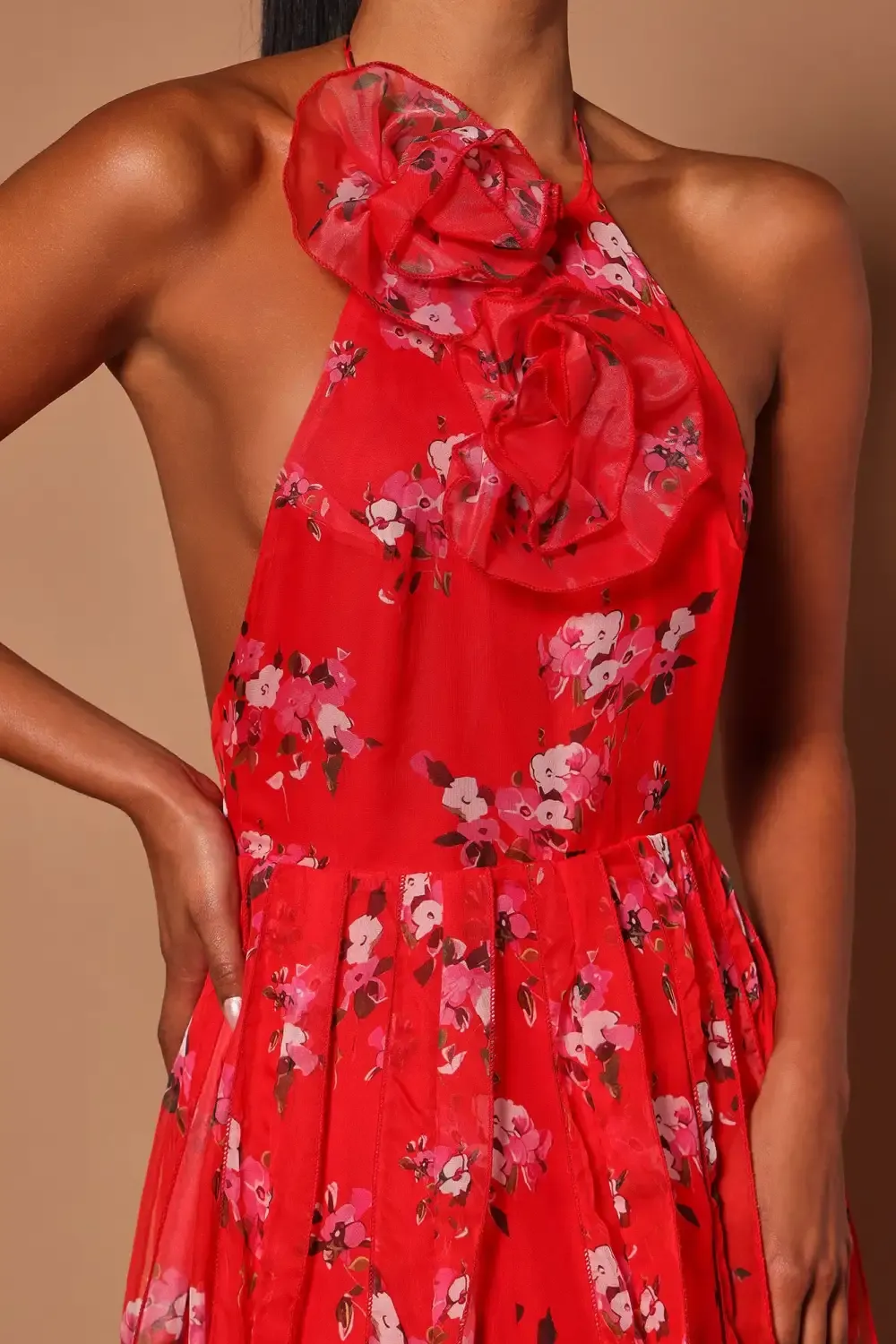 Jaqueline Floral Maxi Dress - Red