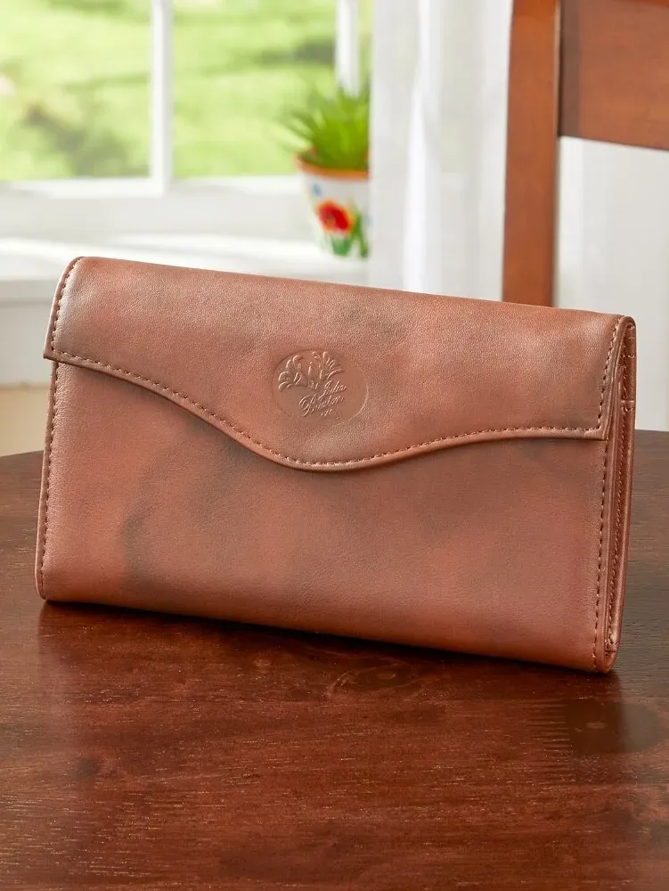 Women's Leather RFID-Blocking Organizer Clutch