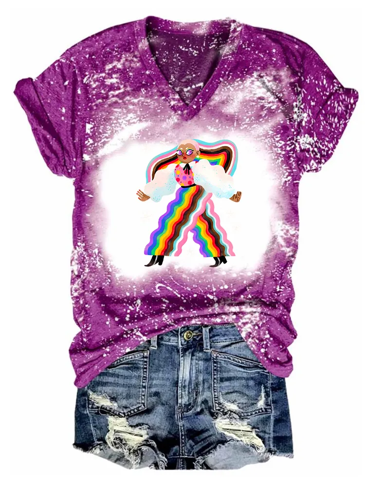 Women'S Proud Moon-Collar T-Shirt With Cartoon Pattern Print