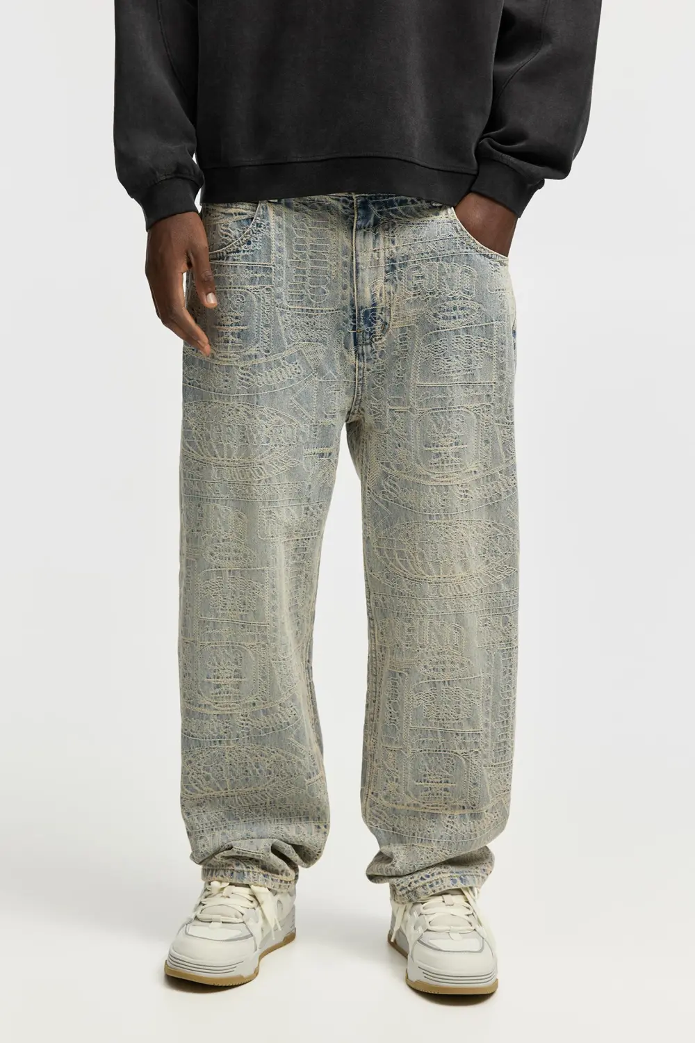 Baggy jacquard jeans
