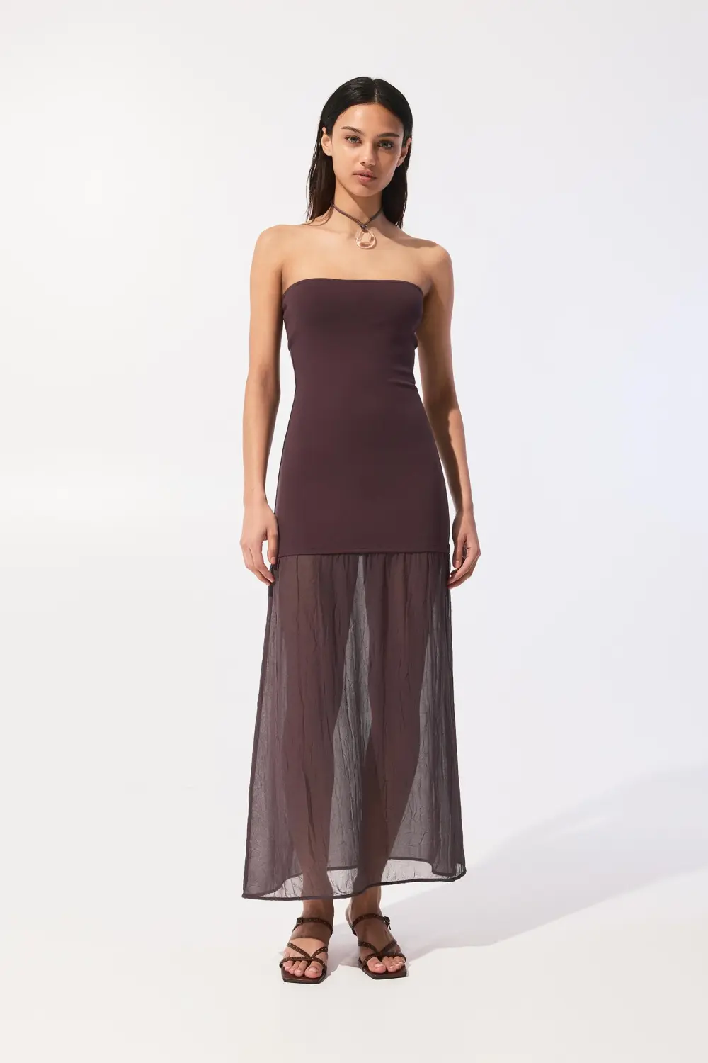 Vestido midi doble tejido