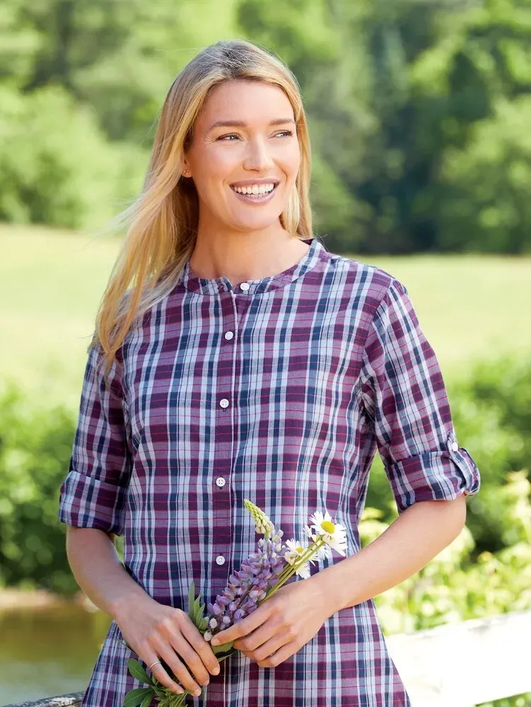 Madras Plaid All-Cotton Tunic
