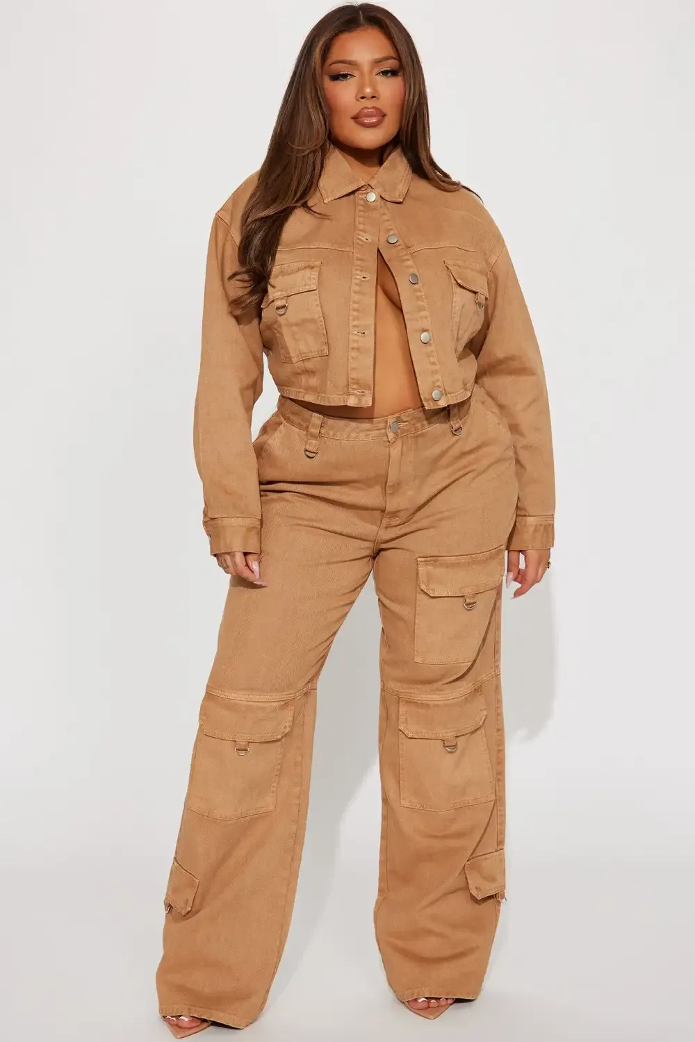 Get Lucky Non Stretch Cargo Jean - Tan