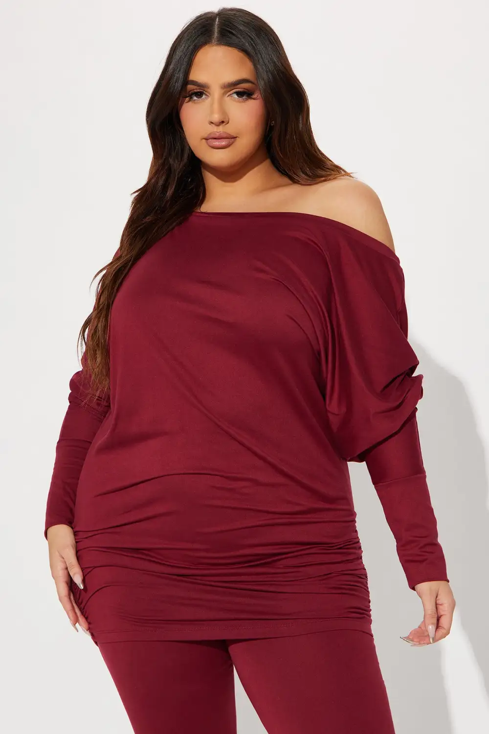 Camila Off Shoulder Legging Set - Wine