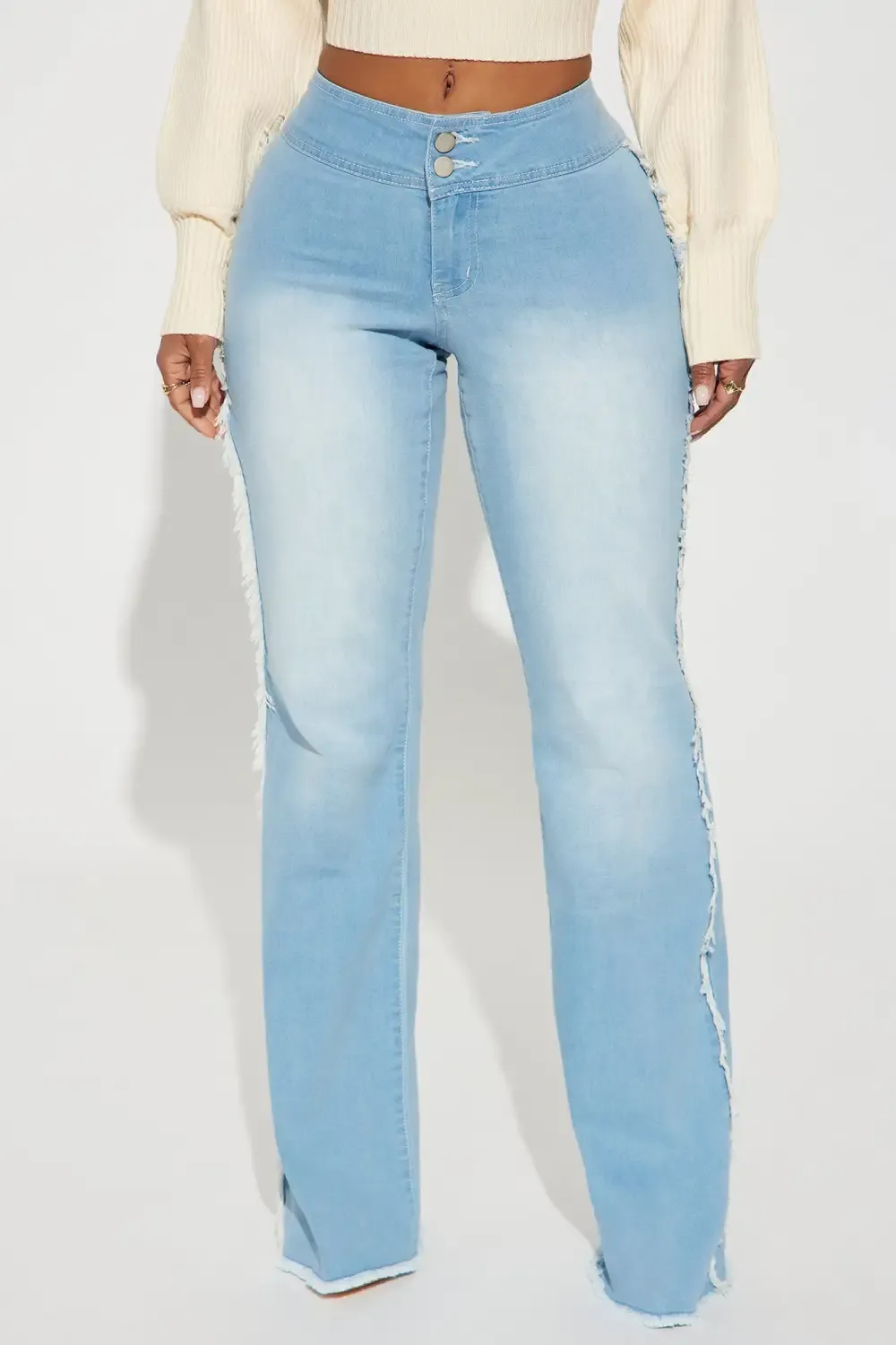 Missed Your Chance Stretch Flare Jeans - Light Wash