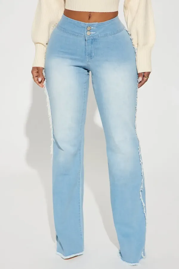 Missed Your Chance Stretch Flare Jeans - Light Wash