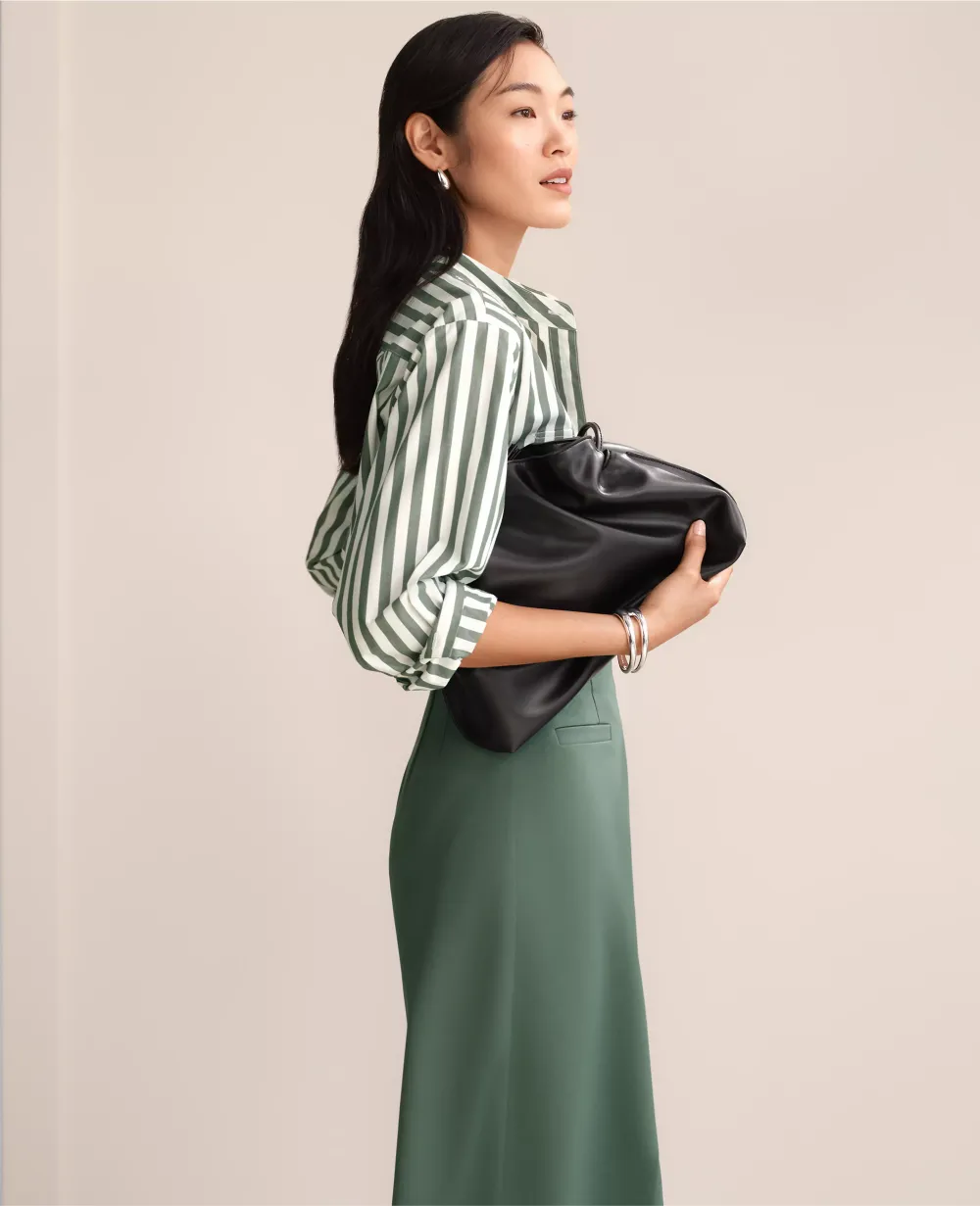Drawstring Faux Leather Clutch Bag